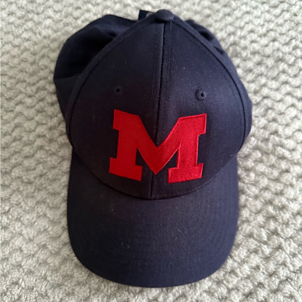 Men's Dark Blue Baseball Cap with Red 'M' Patch
